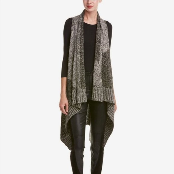 Alice + Olivia Sweater Vest Women's M Black Grey Marled Nessa Long Mixed Knit - Picture 15 of 15